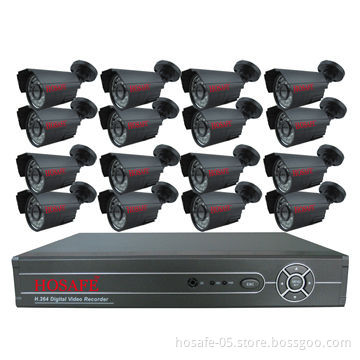 H.264 Network DVR kit, supports D1, 16-piece 1/4 CMOS camera, water-resistant, 15m night vision